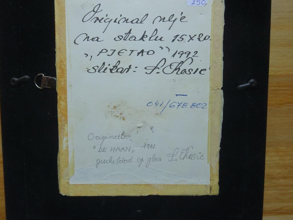Slobodan Kesic, églomisé, 20 x 15 cm,  Haan 1992, Antiek en Kunst, Ophalen of Verzenden