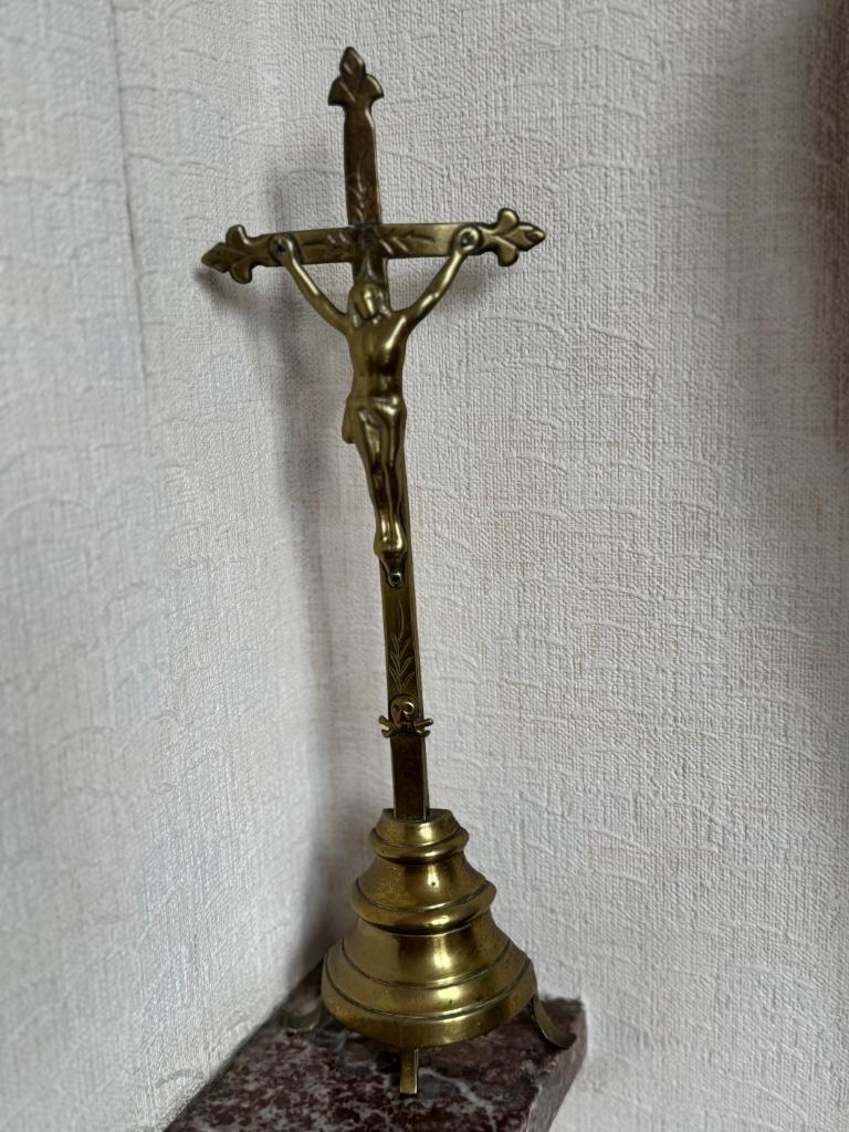 Messing crucifix, kruisbeeld in koper, Ophalen of Verzenden