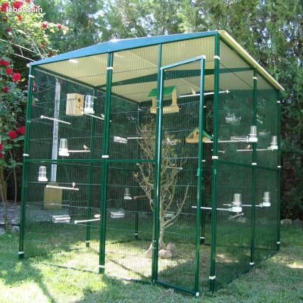 Volière 2x2x2 m séparée en deux PERRUCHE CANARI mandarin, Envoi, Neuf, Métal, Volière