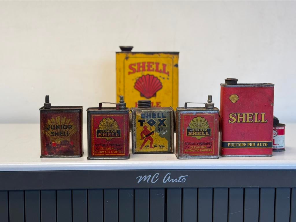 Anciens bidons d'huile SHELL, Enlèvement ou Envoi, Utilisé, Panneau publicitaire
