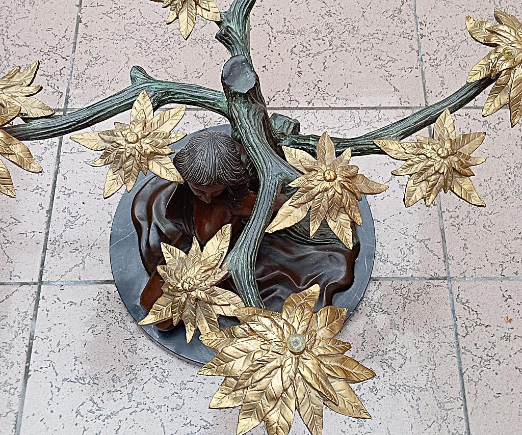 table bonzaï en bronze statue fille, Antiquités & Art, Antiquités | Bronze & Cuivre, Bronze, Enlèvement ou Envoi