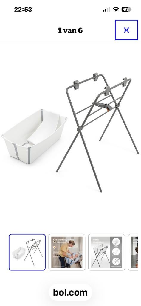 Stokke vouwbadje+ staander, Kinderen en Baby's, Ophalen, Zo goed als nieuw, Badje