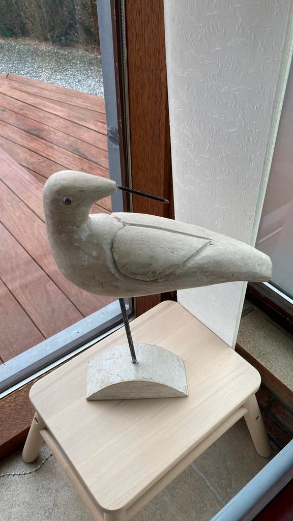 Oiseau mouette en bois sur pied, Comme neuf