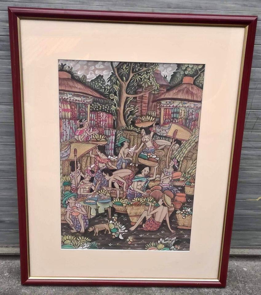Gouache marché outre mer, Enlèvement ou Envoi