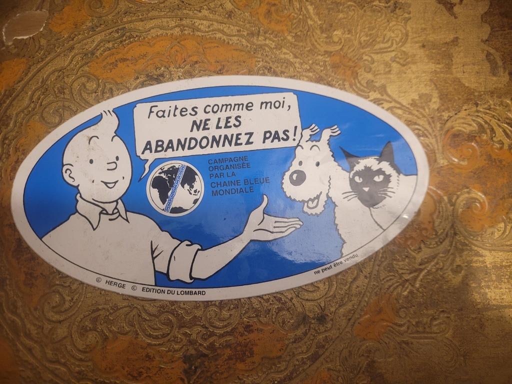Vintage verzamelsticker Tintin Blue Chain, Zo goed als nieuw, Dier en Natuur