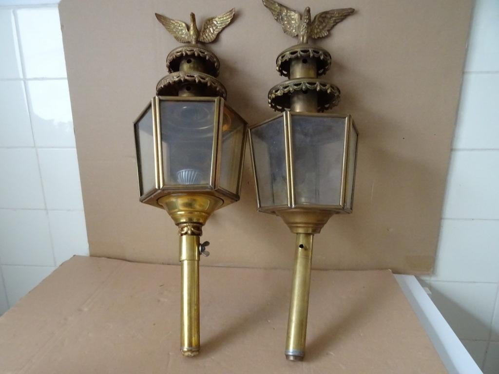 Antieke koetslamp koetslampen met adelaar George III stijl, Antiek en Kunst, Antiek | Verlichting, Ophalen of Verzenden