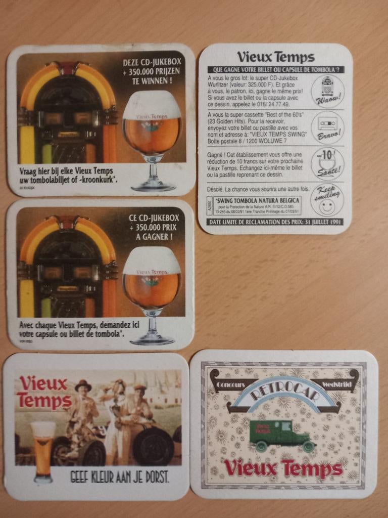 Bierviltjes Vieux Temps (263), Verzamelen, Ophalen of Verzenden, Zo goed als nieuw