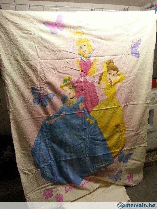 Housse de couette 3 Princesses DISNEY+ taie 1 pers, Enlèvement ou Envoi, Utilisé, Housse de couette