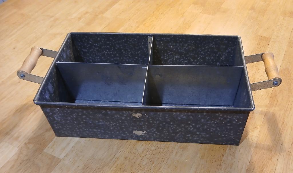 Jardinière en zinc et bois 4 compartiments, Ophalen, Hout