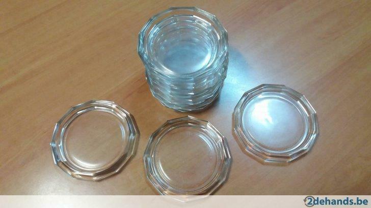 Vintage 10 glazen onderzetters, Ophalen of Verzenden