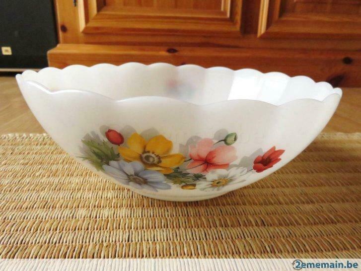retro vintage arcopal saladier motifs fleurs des champs