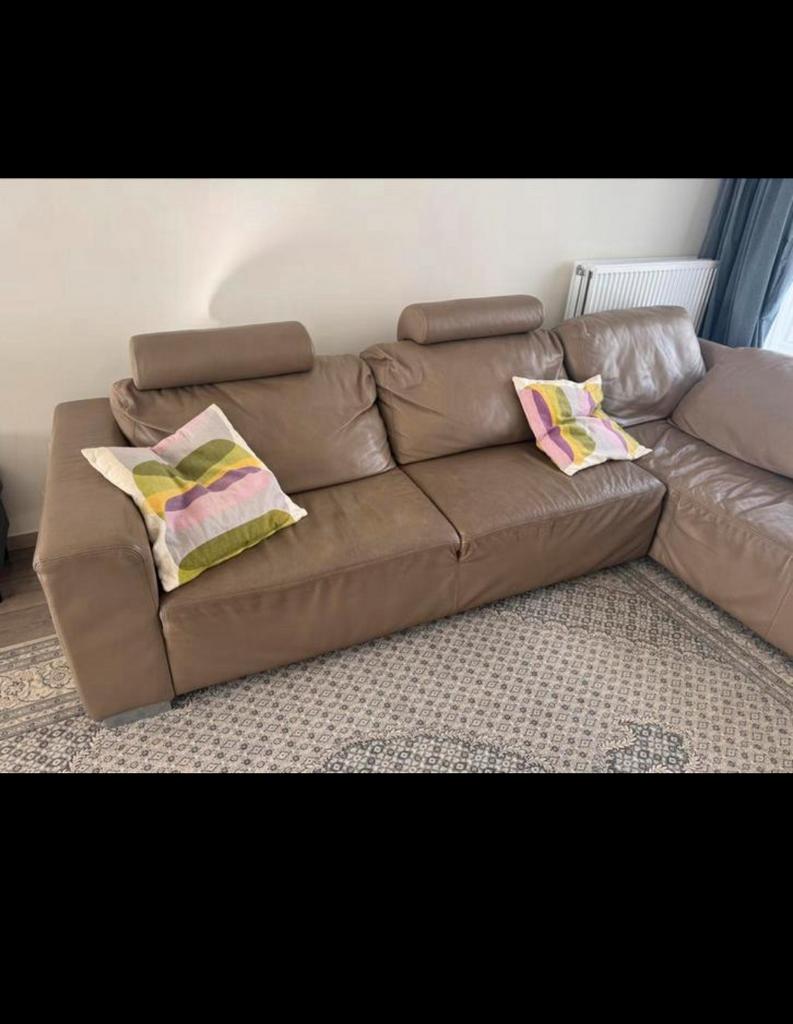 Leder Salon zetel, Huis en Inrichting, Ophalen, Zo goed als nieuw