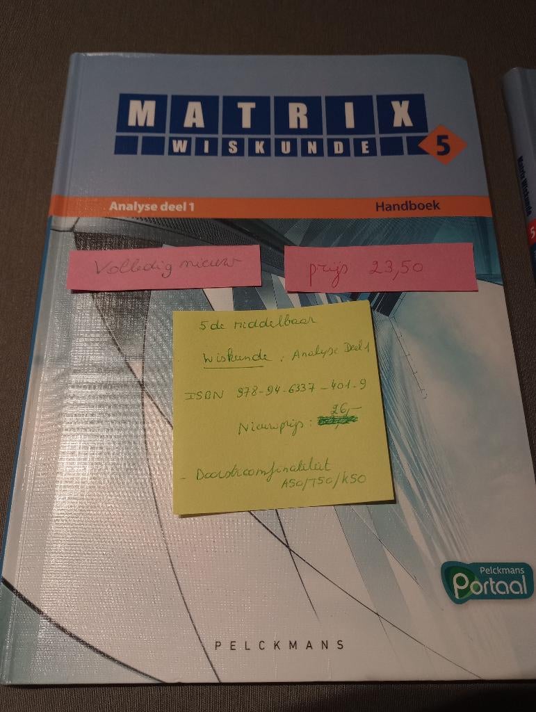 Matrix wiskunde 5de middelbaar NIEUW analyse deel 1, Boeken, ASO, Wiskunde A, Nieuw, Ophalen of Verzenden