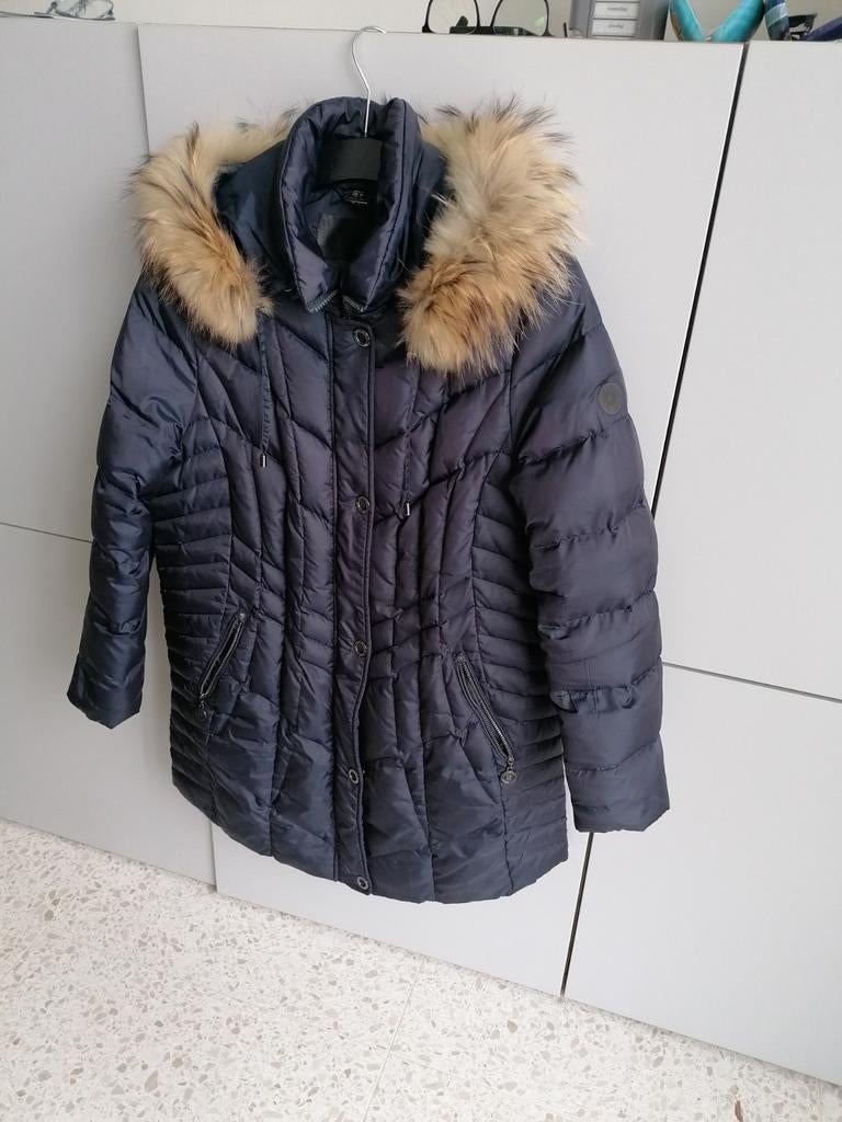 Blauwe 3/4 winterjas donsgevuld voor dames Barbara Lebek, Blauw, Maat 42/44 (L), Ophalen of Verzenden, Zo goed als nieuw