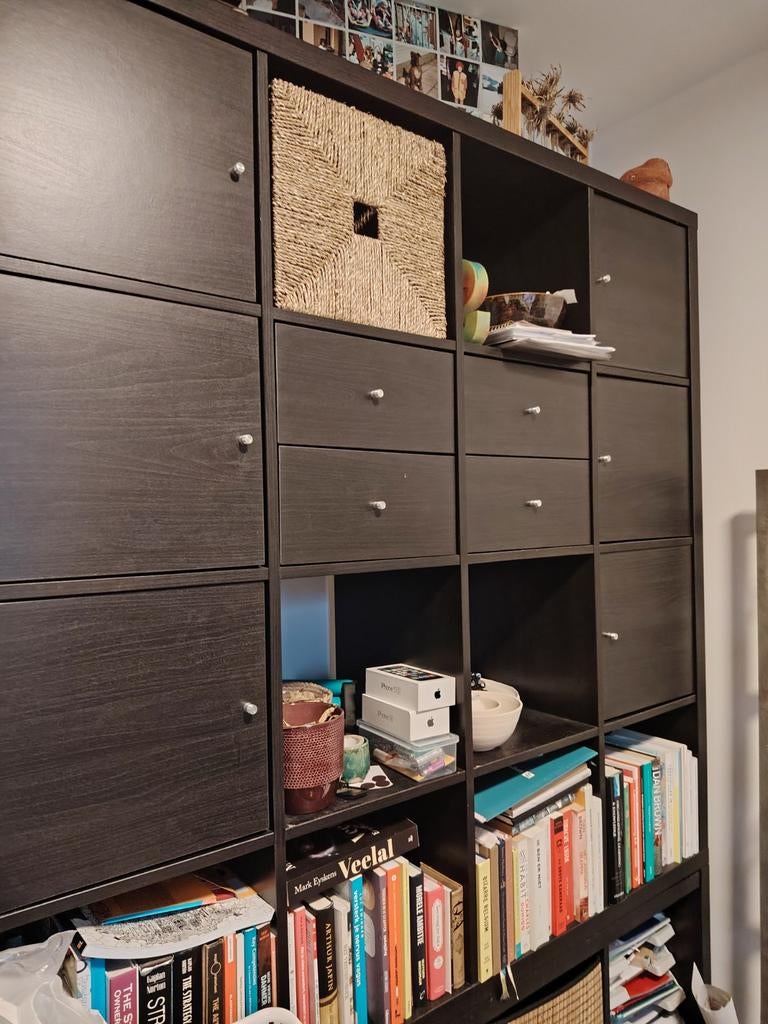 Kasten en bureautafel (Ikea) Zwart, Ophalen, Met lade(s)