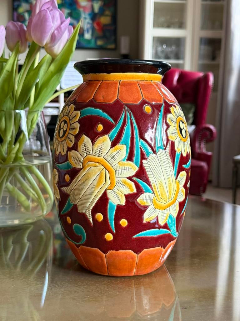 Boch keramis / Charles Catteau /vase, Antiquités & Art, Enlèvement