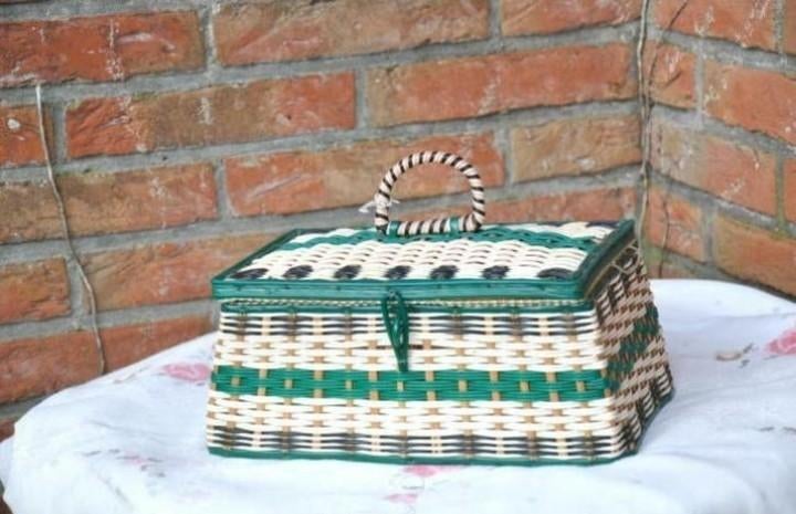§ boite a couture bois tressage fils plastifier, Ophalen of Verzenden