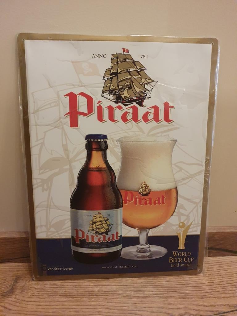 Metaal Reclamebord - Piraat -, Ophalen of Verzenden, Gebruikt, Reclamebord, Plaat of Schild, Overige merken