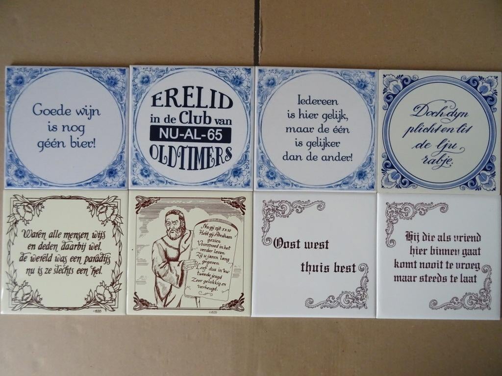 Vintage tegel tegels met spreuk collectie 19 euro per stuk, Ophalen of Verzenden
