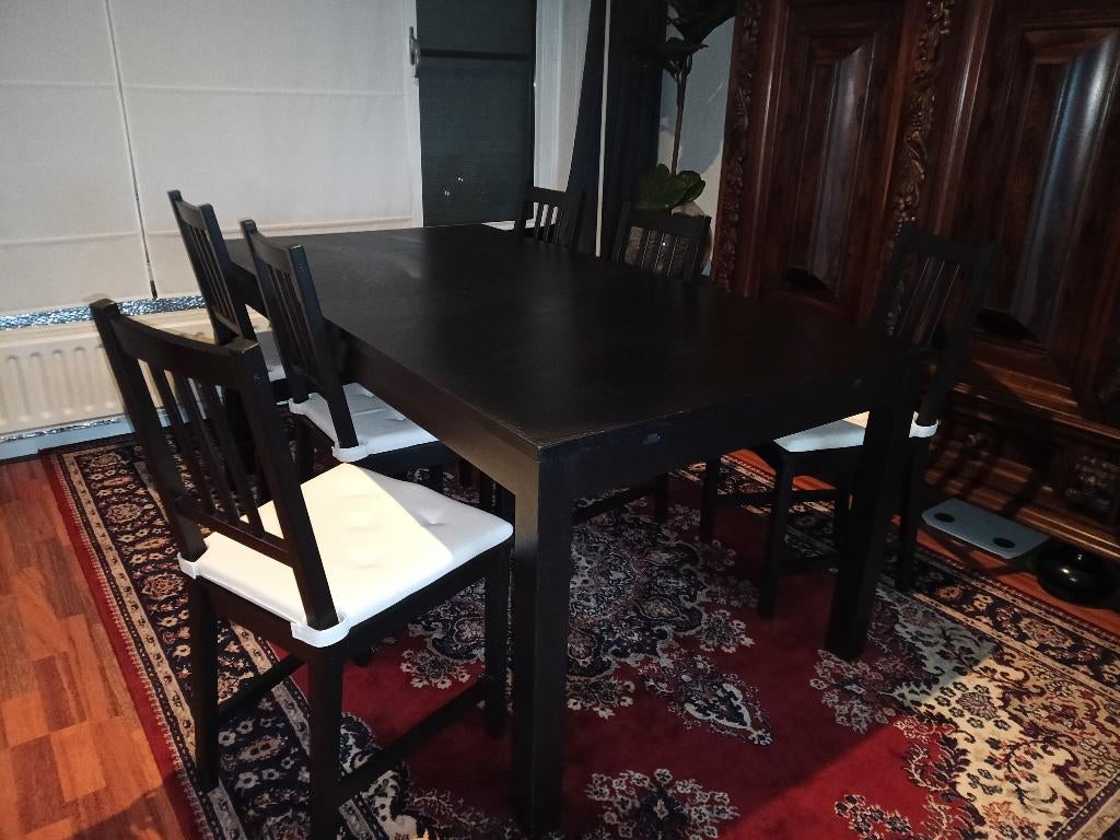 GRATIS: MOOIE EETTAFEL met 6 STOELEN, Huis en Inrichting, Ophalen, Gebruikt, 50 tot 100 cm, Vijf personen of meer