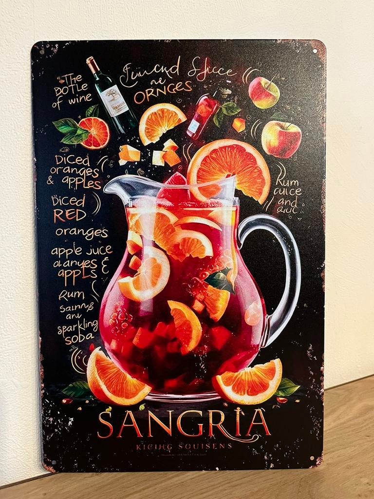 Plaque metallique sangria, Enlèvement ou Envoi, Comme neuf