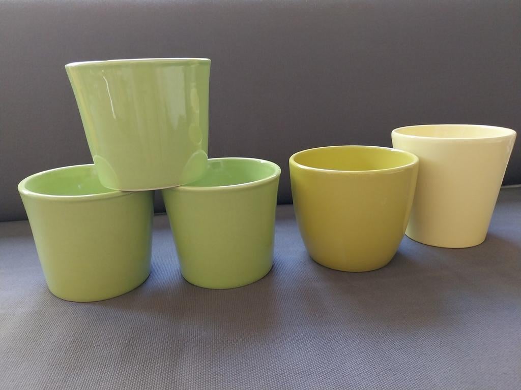 5 bloempotjes groen diameter 12 cm, Ophalen