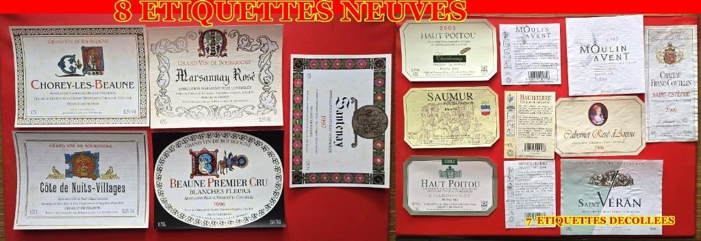 1996 - 2002 -15 WIJNETIKETTEN, Verzamelen, Wijnen, Verzenden