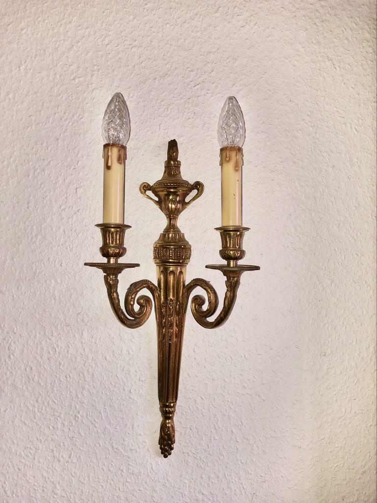 Set van 2 mooie koperen antieke wandlampen (applieken), Ophalen of Verzenden