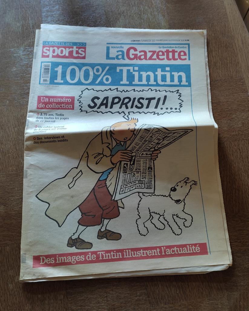 La Nouvelle Gazette 100% Tintin 75ème anniversaire Journal, Ophalen of Verzenden, 1980 tot heden, Krant