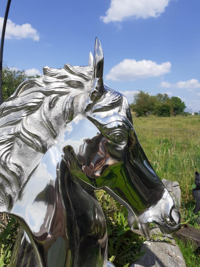 SUPERBE TETE DE CHEVAL EN FONTE D'ALUMINIUM, Enlèvement ou Envoi, Neuf, Autres matériaux, Animal