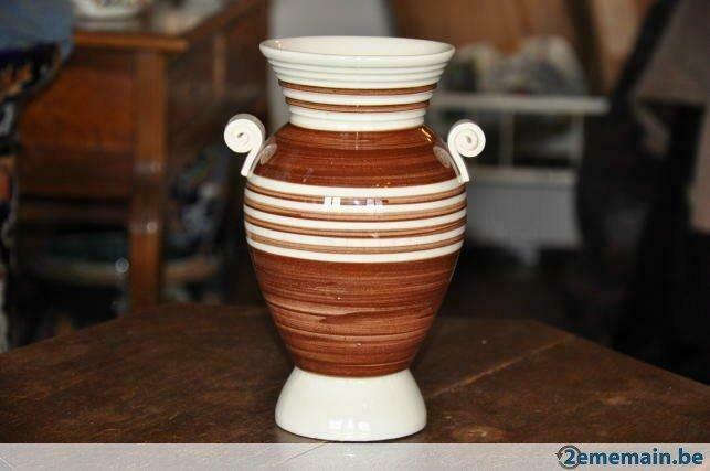 vase faience amphore beige et brun
