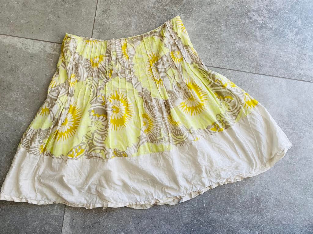 Mooi kleurrijk zomerrokje rok rokje tot knie sandwich mt 44, Taille 42/44 (L), Enlèvement ou Envoi, Beige, Sandwich