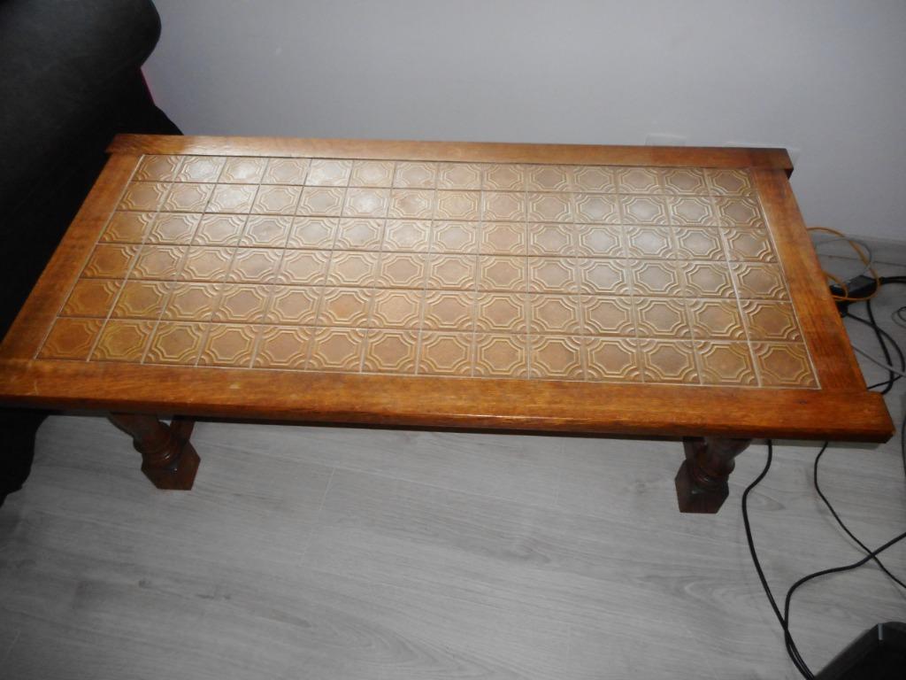 Table basse de salon, Chêne, 100 à 150 cm, Moins de 50 cm, Année 80