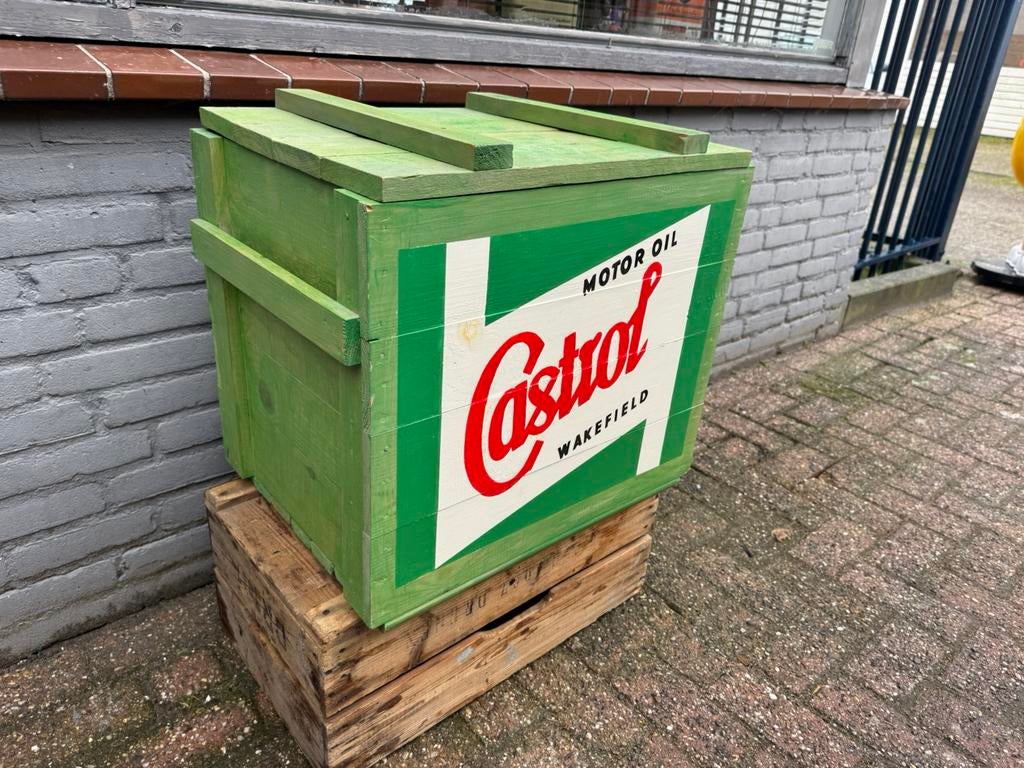 Castrol reclame kist, Verzamelen, Ophalen, Gebruikt, Verpakking