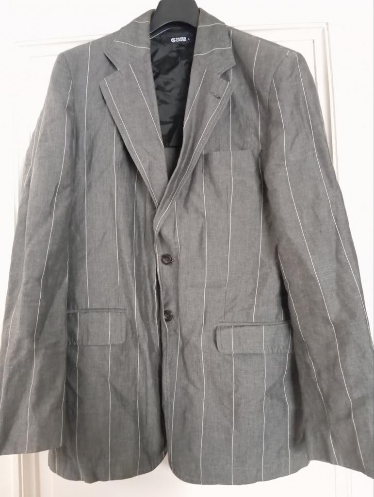 SILVER CREEK - grijze blazer in vlas, katoen en lyocell, L, Kleding | Heren, Kostuums en vesten, Ophalen of Verzenden, Zo goed als nieuw