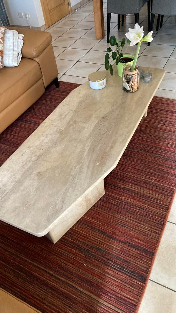 Mooie wit steen salon tafel te koop, Ophalen, Gebruikt