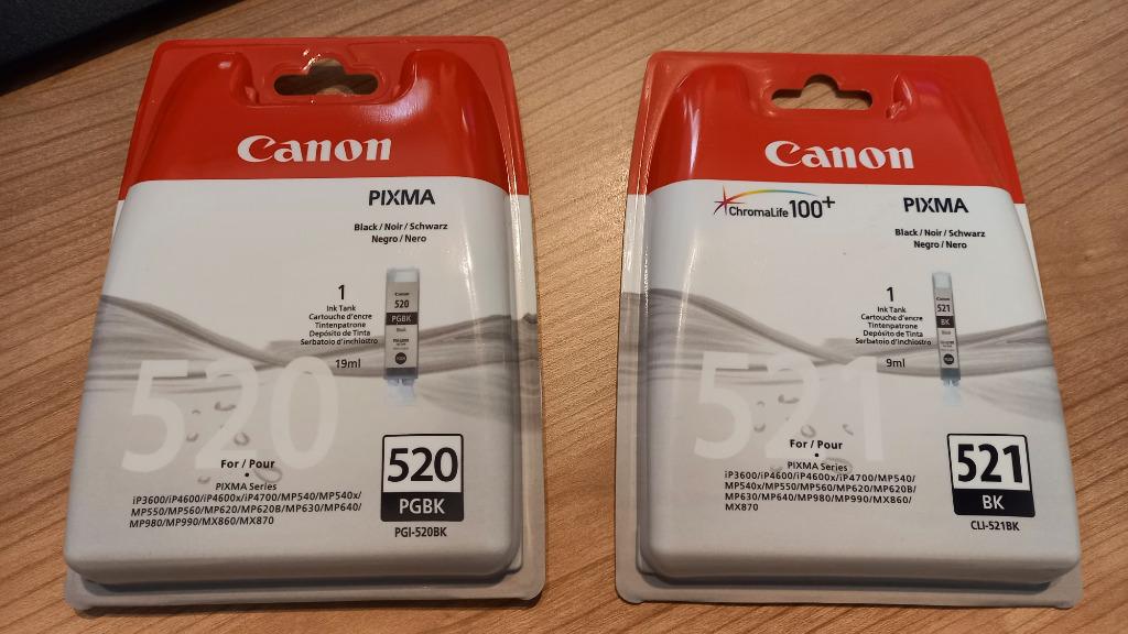 Canon inktcartridges PGBK 520 & BK 521, Computers en Software, Printerbenodigdheden, Ophalen of Verzenden, Nieuw, Cartridge, Canon