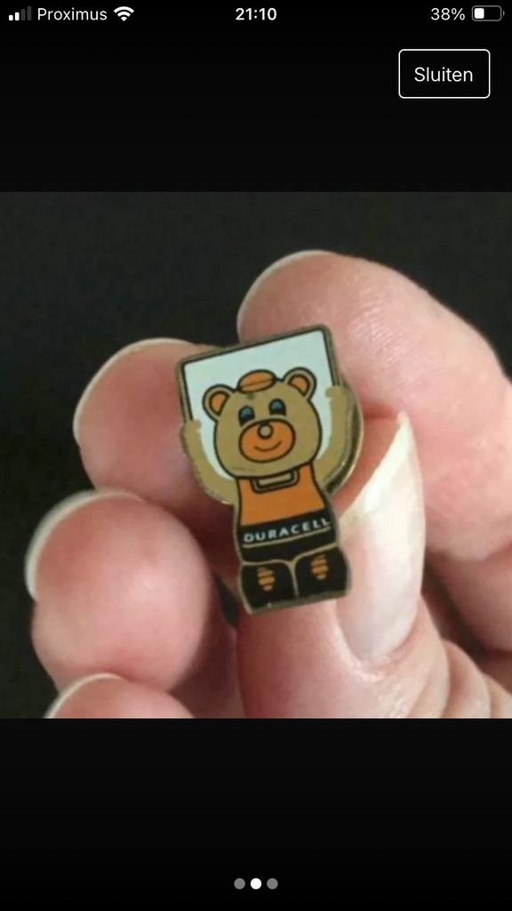 Pin Duracell beertje (meer dan 25 jaar oud), Verzamelen, Ophalen of Verzenden, Zo goed als nieuw, Merk