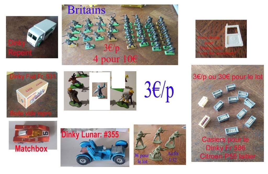 Lot Dinky Toys(Lunar Roving etc..)+Britains+Airfix+Matchbox, Ophalen of Verzenden