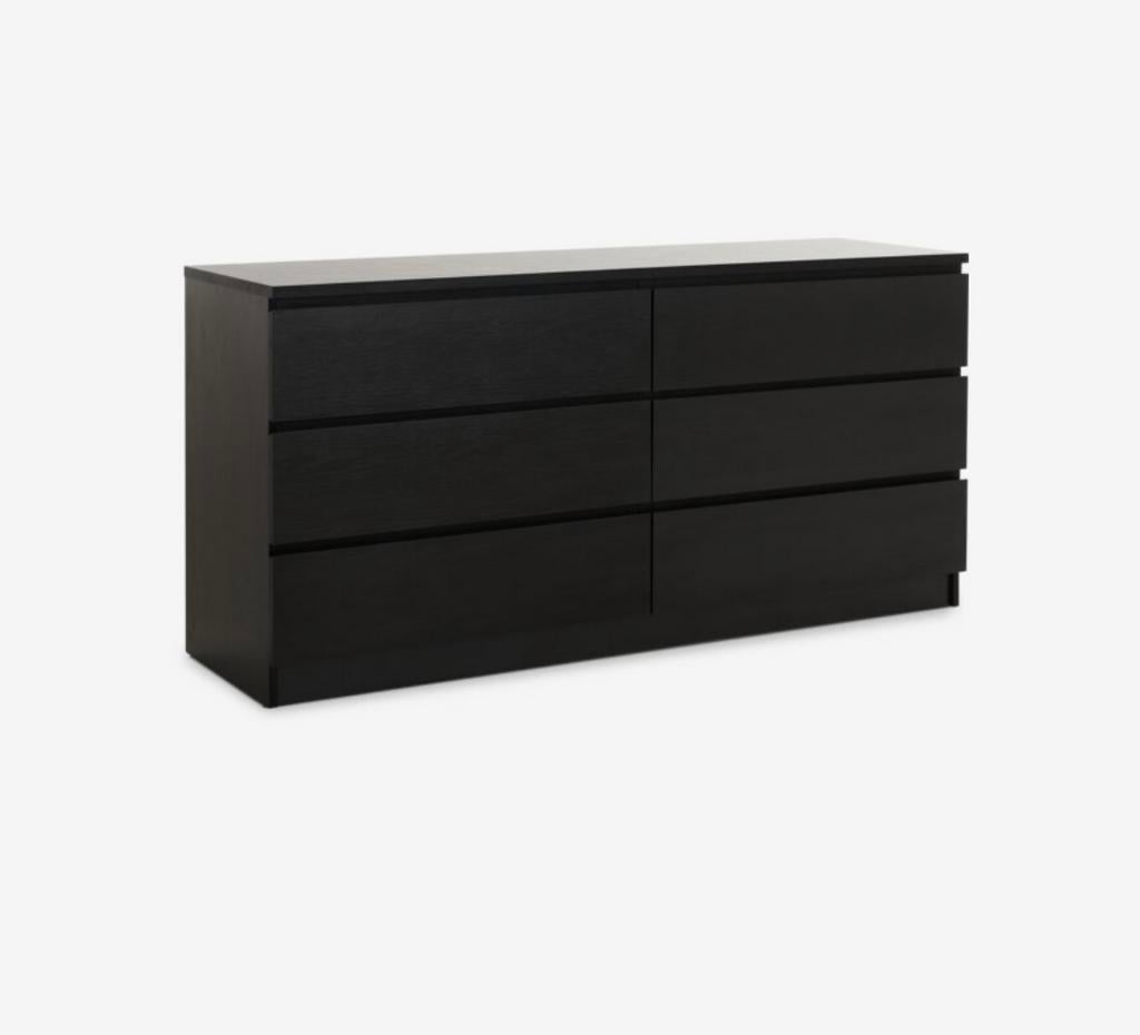 Commode LIMFJORDEN 3+3 lades zwart, Ophalen of Verzenden, Zo goed als nieuw