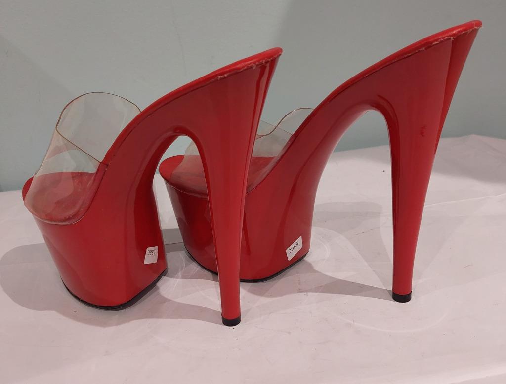 586C* sexy sandales rouges gogo tal 17 cm (42), Rouge, Chaussures à haut talons, Porté, Envoi