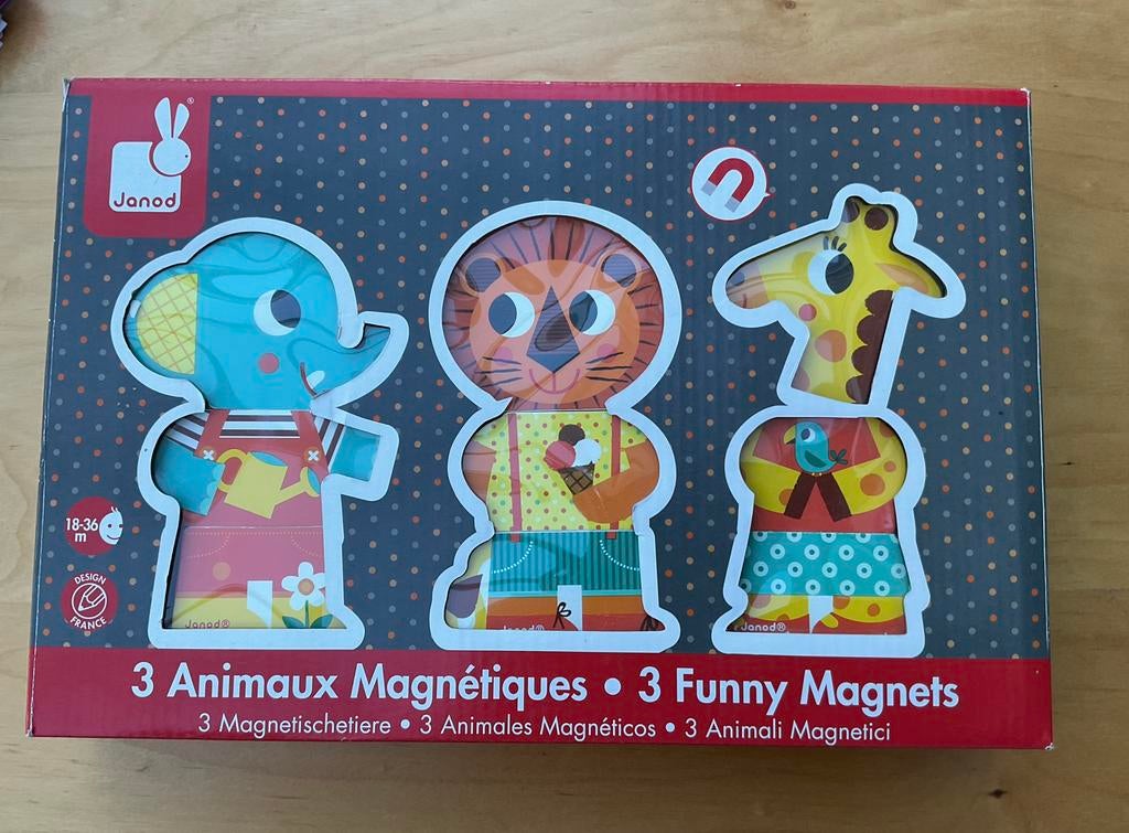JANOD… 3 animaux magnétiques, Enlèvement, Comme neuf, En bois
