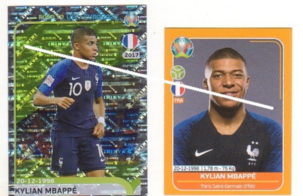 Panini/Euro 2020/Kylian Mbappé/2 autocollants, Envoi, Neuf, Affiche, Image ou Autocollant