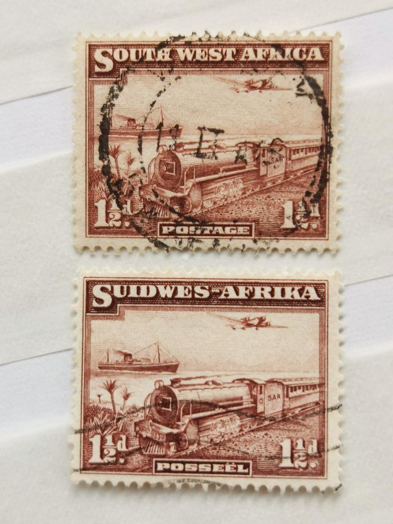 Suidwes / South Afrika 1936 - chemin de fer - train - avion, Enlèvement ou Envoi, Affranchi