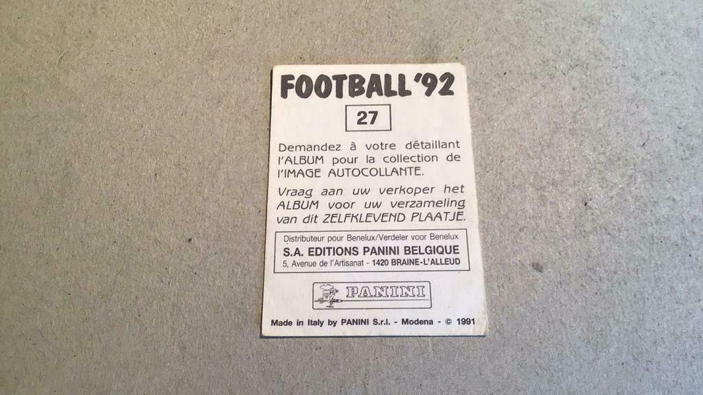 Panini football 92(b3a), Ophalen of Verzenden, Zo goed als nieuw, Poster, Plaatje of Sticker