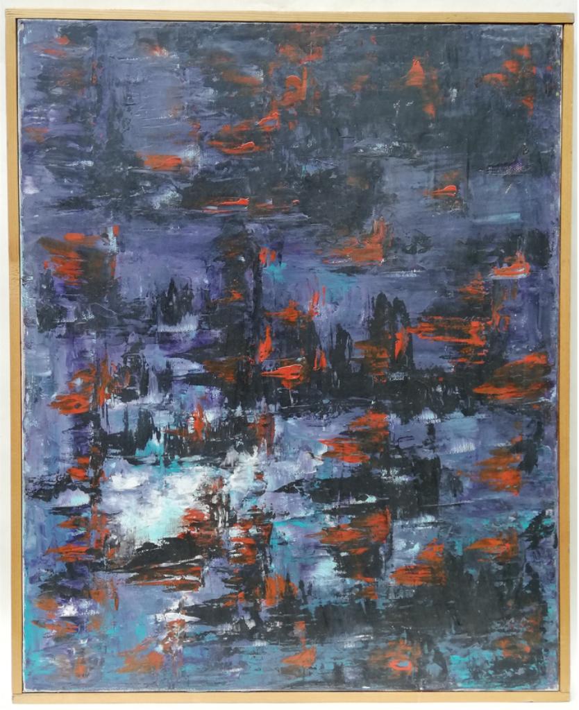 Mooi abstract schilderij - Etienne Ralet - jaren 60/70, Antiek en Kunst, Kunst | Schilderijen | Abstract, Ophalen of Verzenden