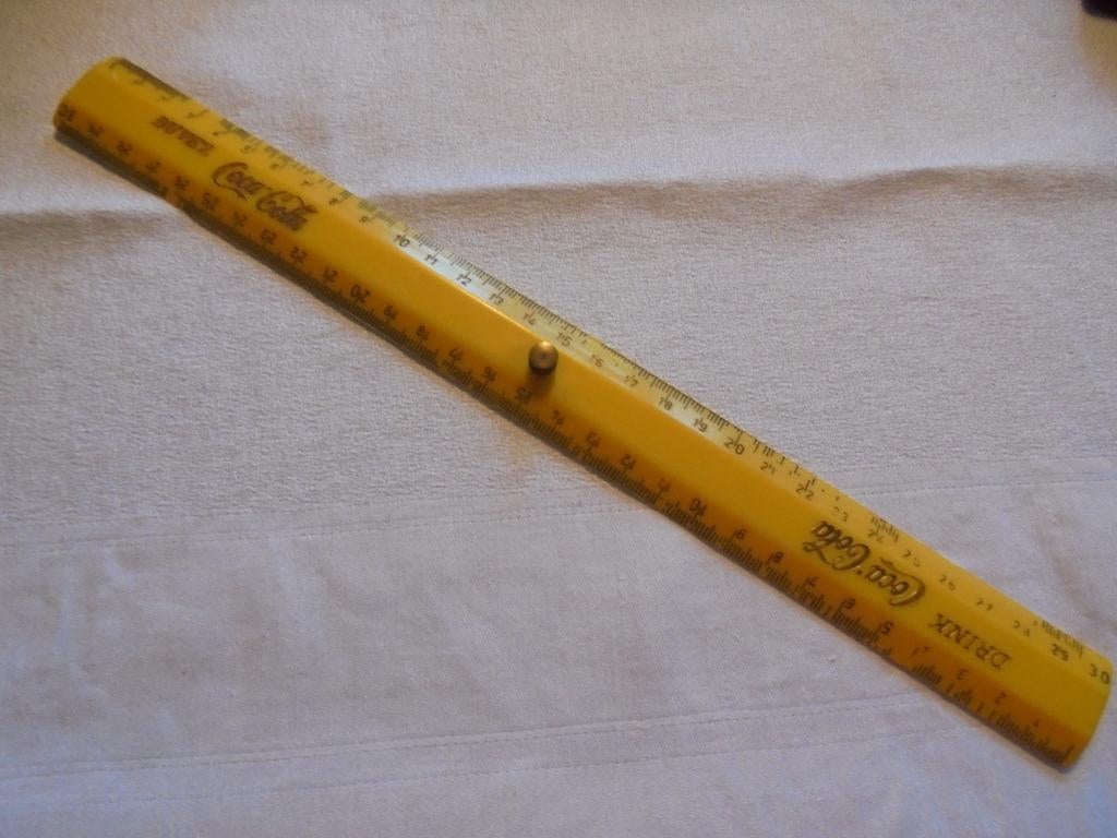 Gele vintage Coca-Cola meetlat 30cm jaren 60-70, Ophalen of Verzenden, Gebruikt, Gebruiksvoorwerp