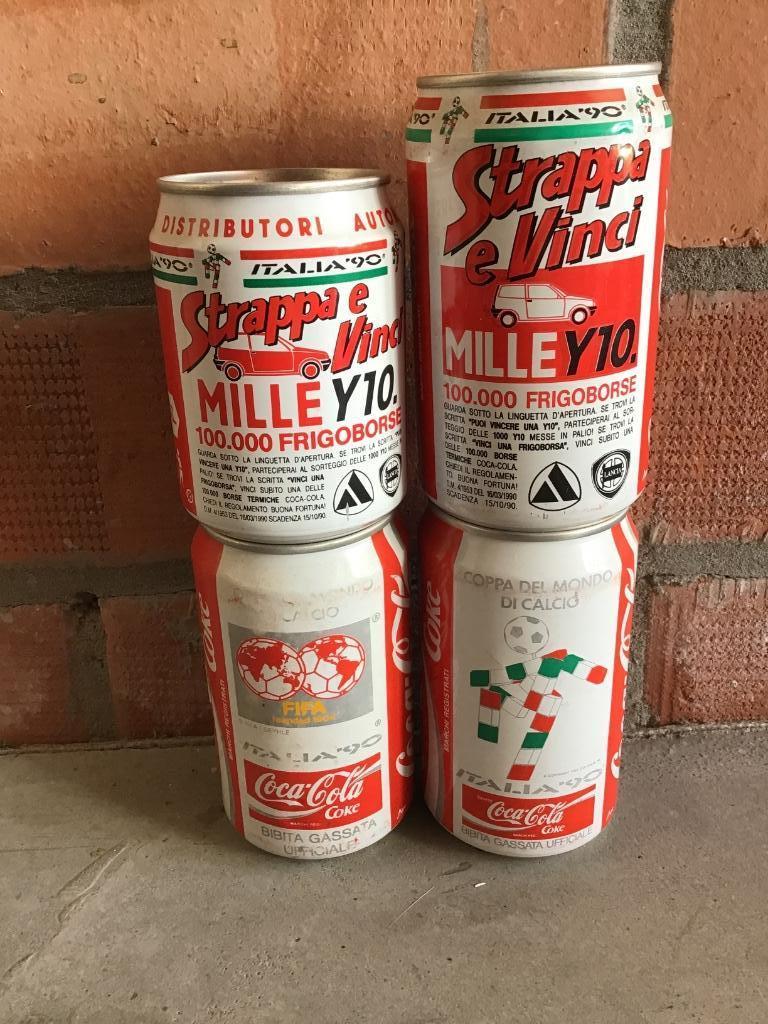 Coca-Cola blikjes 4 st Italië wereldbeker voetbal 90, Enlèvement ou Envoi, Utilisé, Emballage