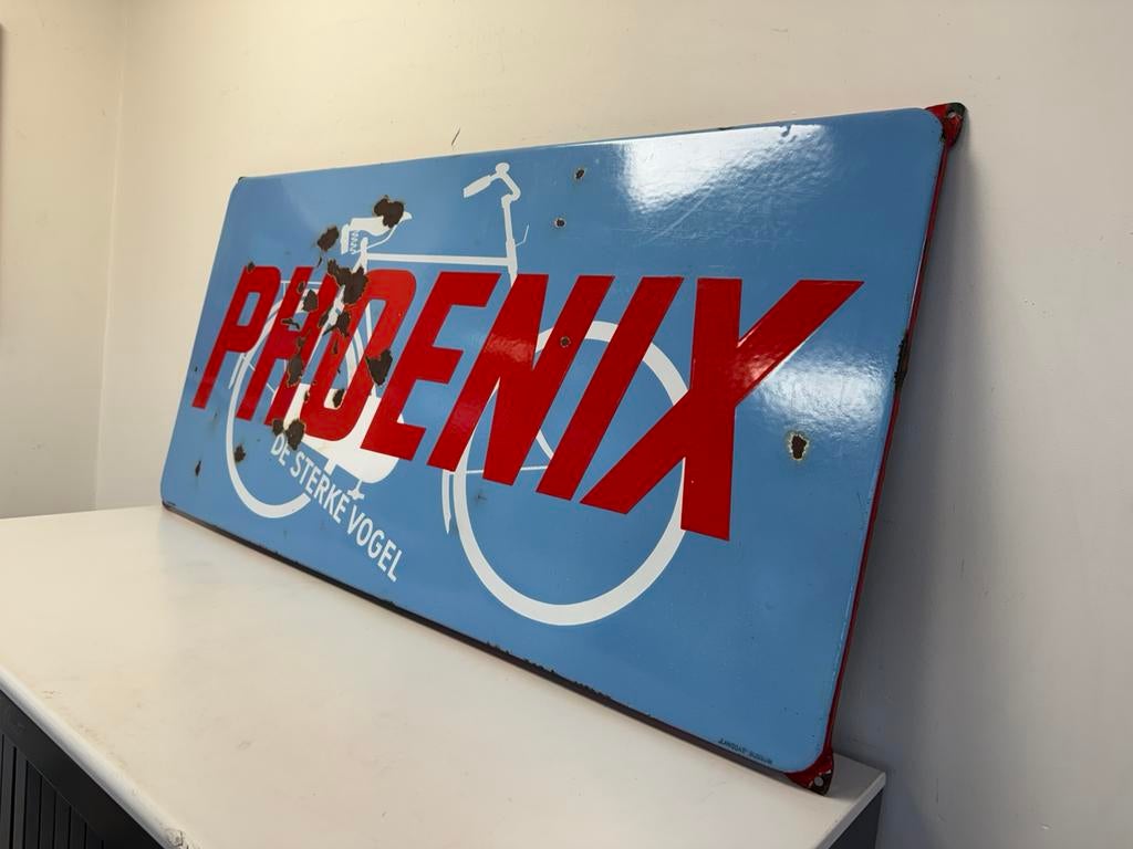 PHOENIX fietsen emaille reclamebord, Ophalen, Gebruikt, Reclamebord
