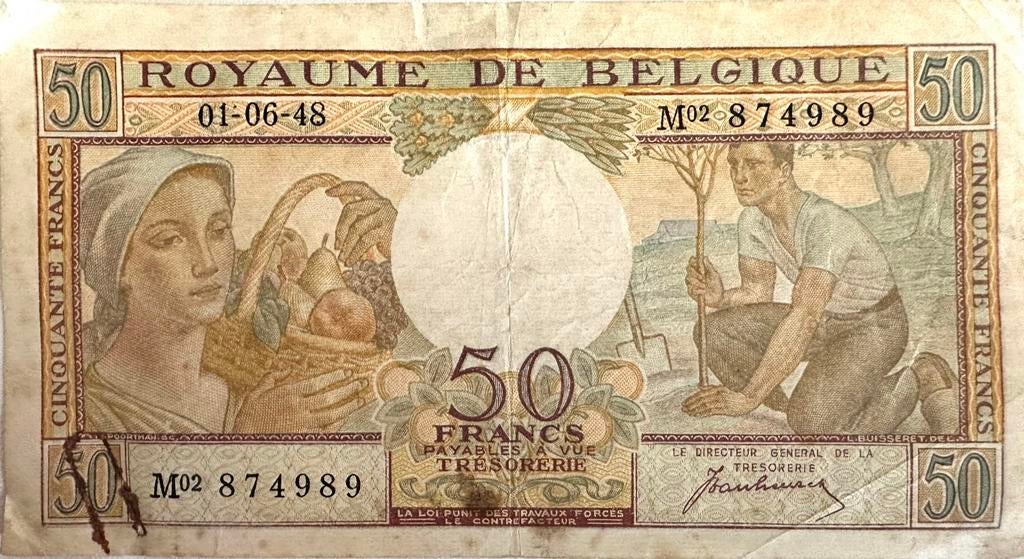 Billet de banque Belge de 1948, Enlèvement ou Envoi